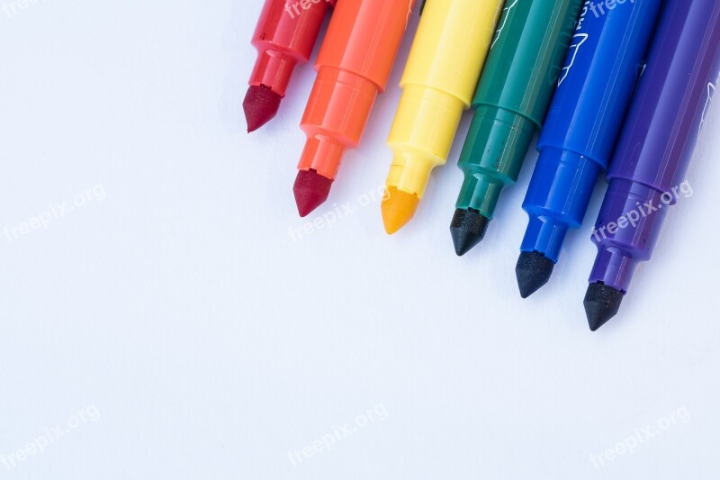 Markers Colors White Background Color Rainbow Colors