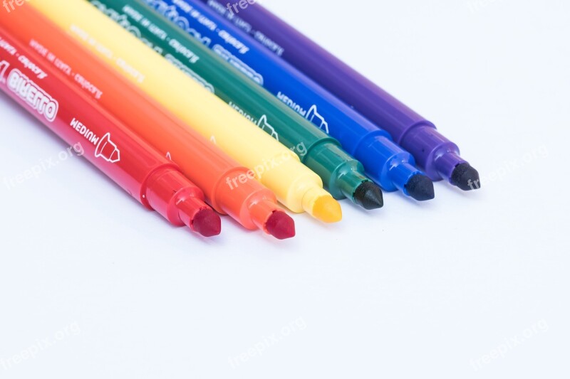 Markers Colors White Background Color Rainbow Colors