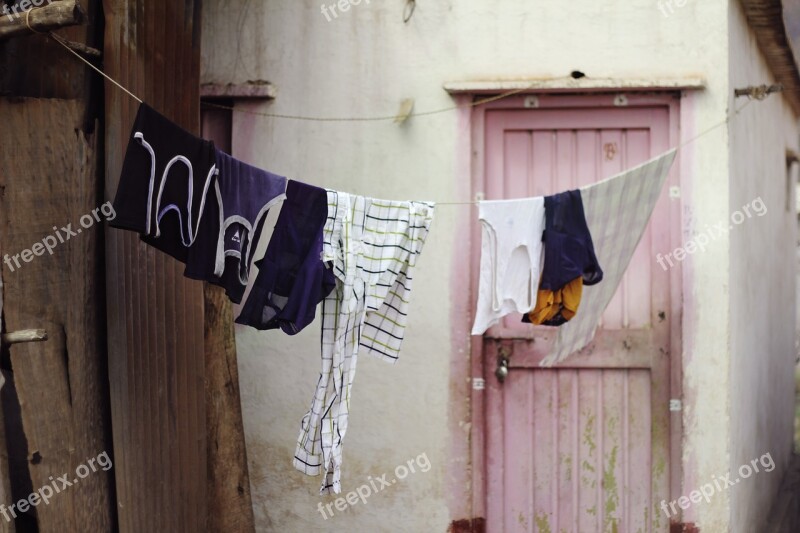 Laundry Hanging Clothing Line Pink Door Free Photos