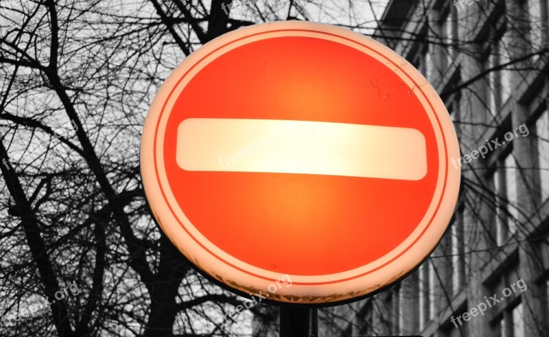 Street Sign Orange No Entry