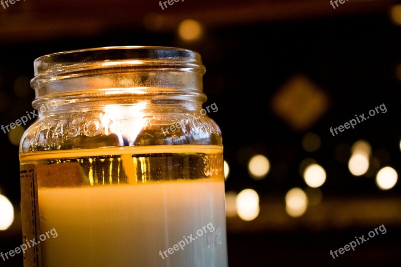 Candle Fire Flame Glass Bokeh