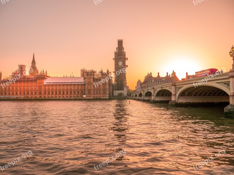 London Big Ben Sunset England Westminster