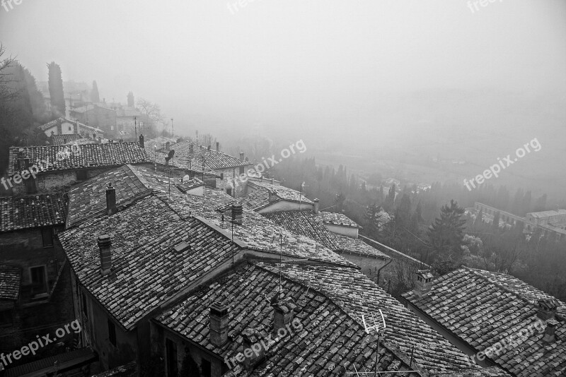 Montepulciano Roofs Fog Tuscany Houses