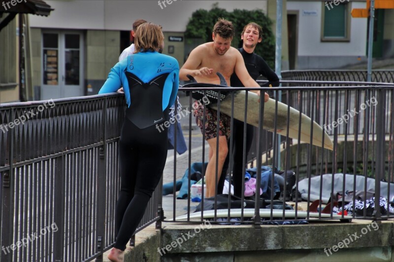 Bridge Surfing Water Sports Character Proactively