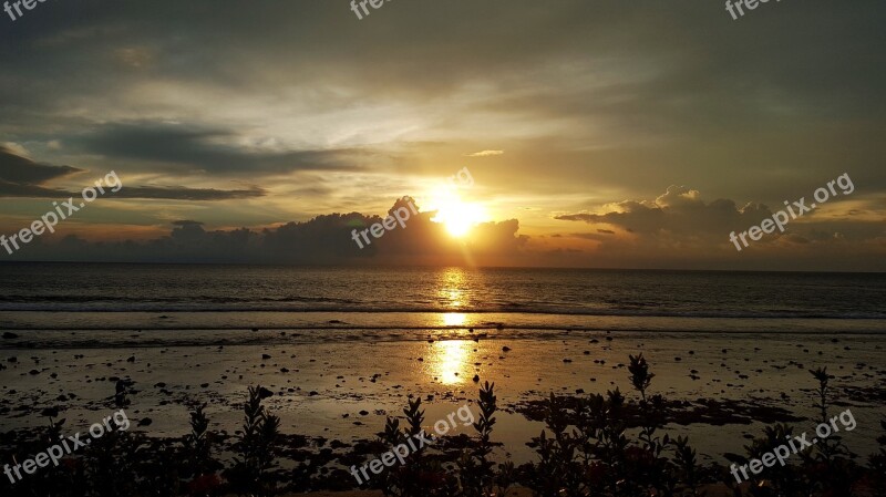 Sunset Beach Clouds Sea Beach Sunset