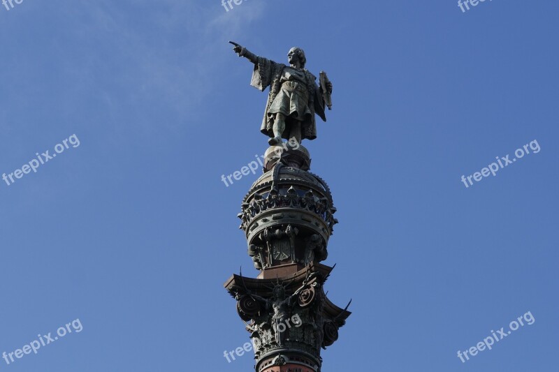 Christopher Columbus Monument Barcelona Port Sailor