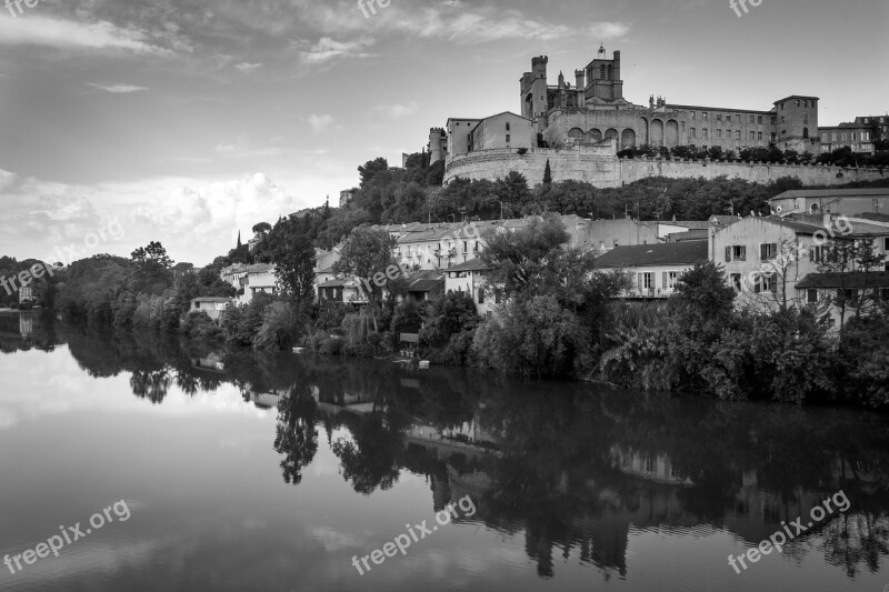 Landscapes Field Village Calm Water Castle