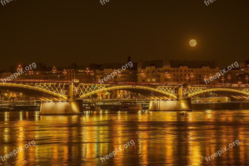 Full Moon Bridge Danube Moon River