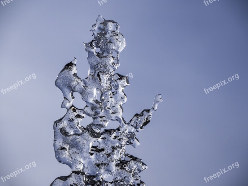 Ice Shard Melting Sky Winter