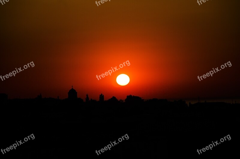 Sunset Sun Evening Horizon Silhouette