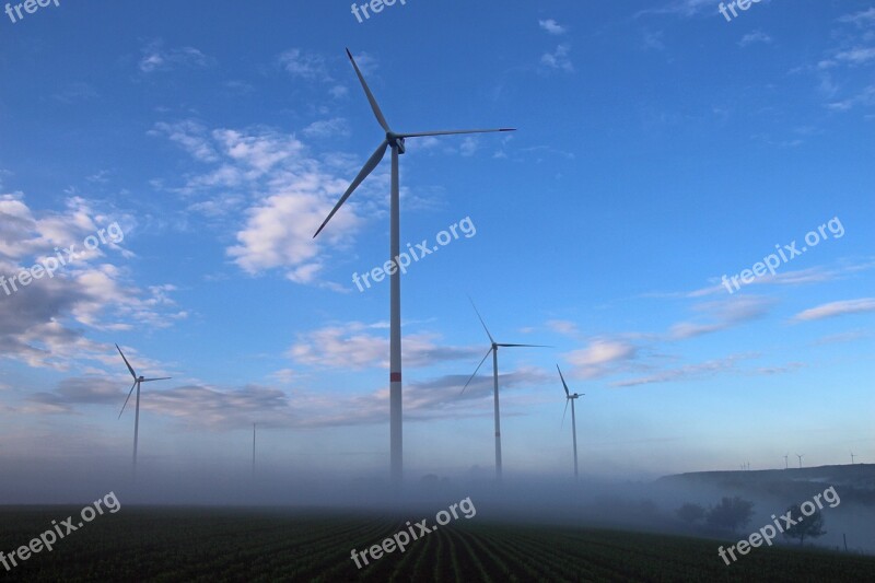 Windräder Landscape Nature Fog Sky