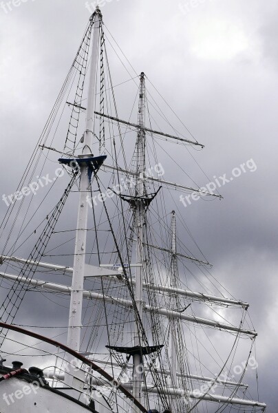 Rigging Three Masted Sailing Vessel Gorch Fock 1 Masts