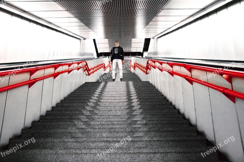 Stairs Metro Passengers Subway Train