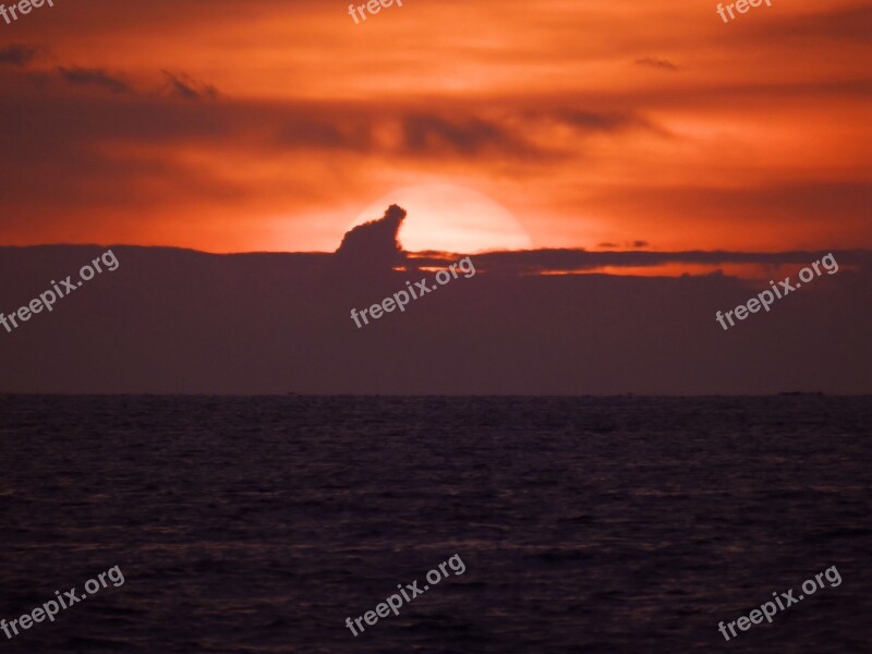 Sunset Red Blood Sea Ocean