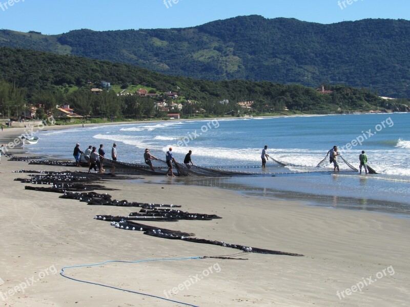 Fishing Fishnet Water Beach Brazil