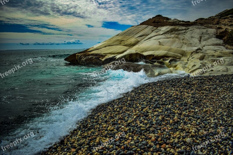 Pebble Beach Nature Sea Rock White