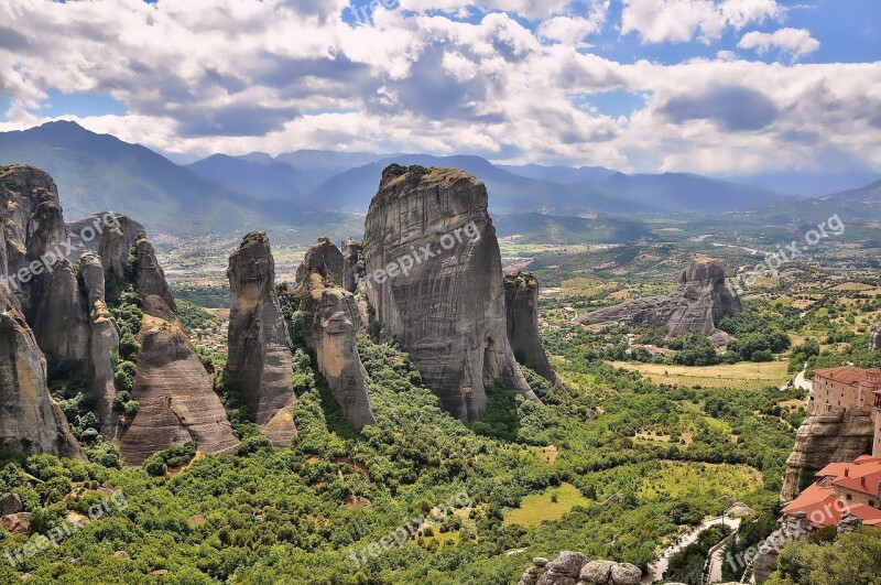 Nature Landscape Monasteries Meteora Monasteries Sandstone Rocks