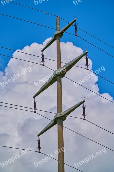 Strommast Wölken Electricity Power Poles High Voltage