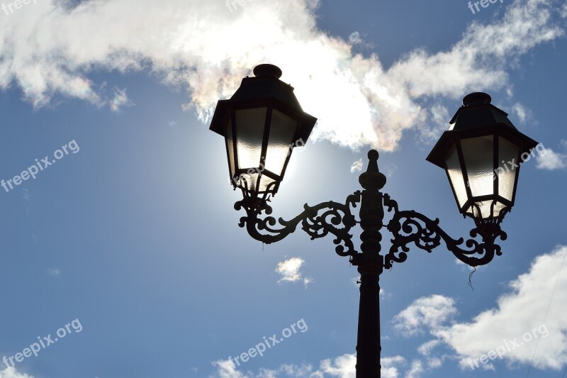 Street Lamp Sky Cusco Peru Silhouette