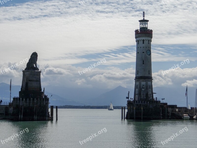 Lindau Lake Constance Harbour Entrance Lighthouse Bavaria