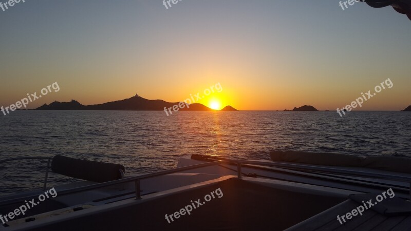 Sailboat Sea Corsican Sunset Free Photos