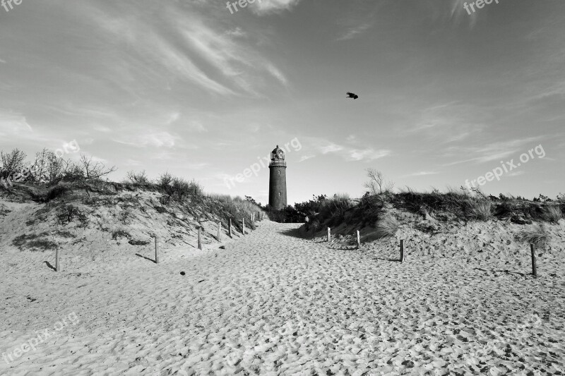 Baltic Sea Beach Lighthouse Dunes Fischland-darß