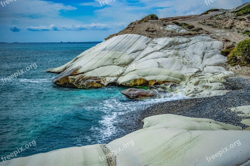 Pebble Beach Nature Sea Rock White