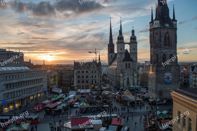 Halle Germany Marketplace Saxony-anhalt St Mary's Church Red Tower