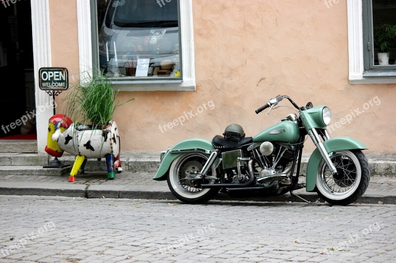 Motorcycle Green Cow Metal Shop