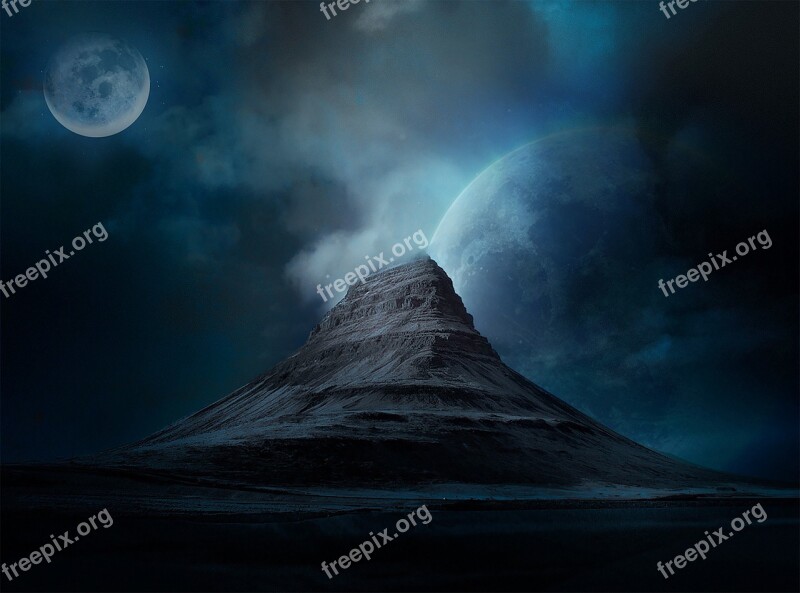 Outer Space Landscape Iceland Universe Fiction