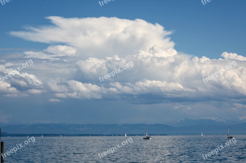 Sail Lake Constance Alpine Panorama Sky Alpine