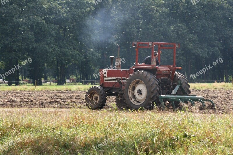 Old Tractor Teams Farm Agricultural Vehicles Field