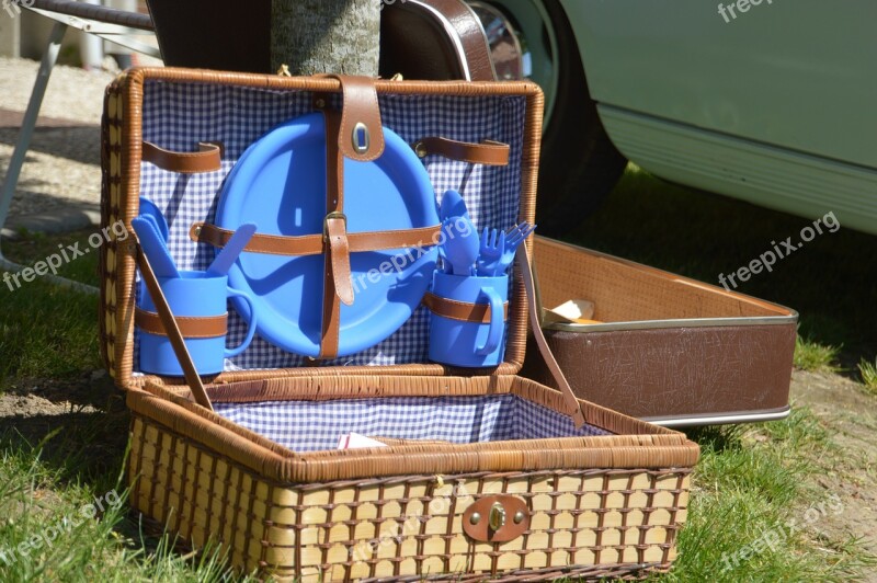 Picnic Basket Cutlery Outdoor Retro