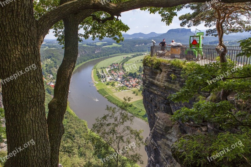 Saxon Switzerland Elbe Sandstone Mountains Rock Bastei River