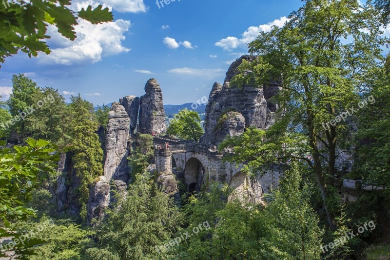 Saxon Switzerland Saxony-anhalt Elbe Sandstone Mountains Rock Bastei