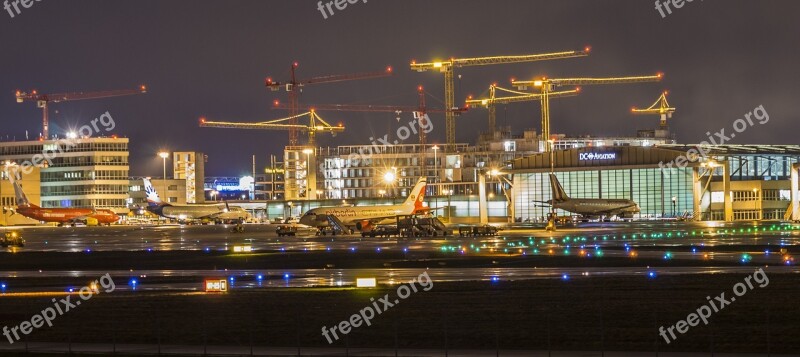 Airport Night Photograph Aircraft Aviation Flying