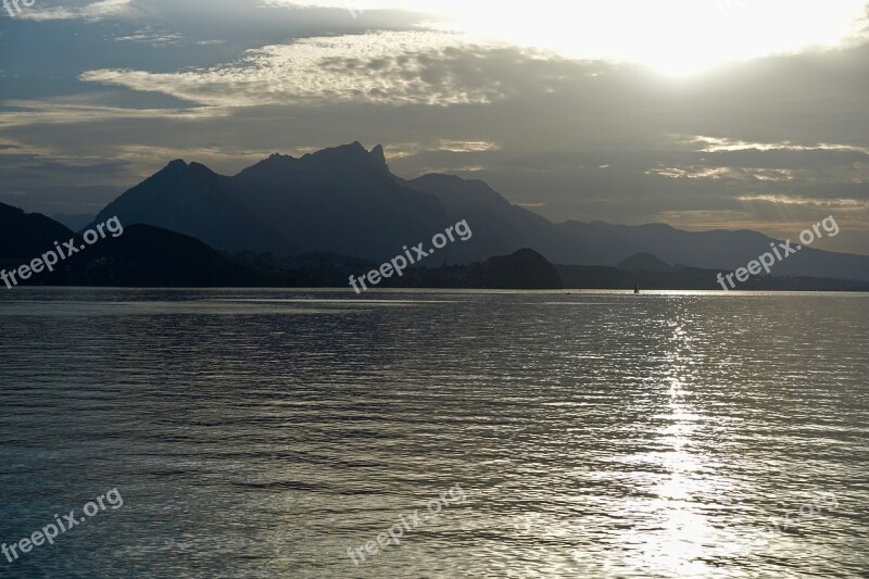 Sunset Mountains Glisten Sea Sparkle