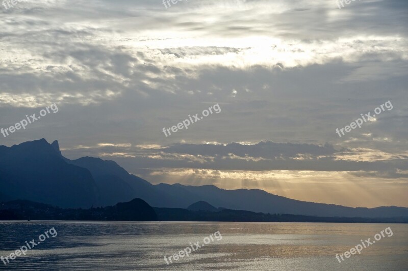 Sunset Mountains Glisten Sea Sparkle