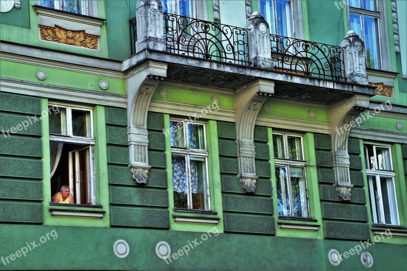 Old House Facade Old Windows Colored Townhouses The Old Town