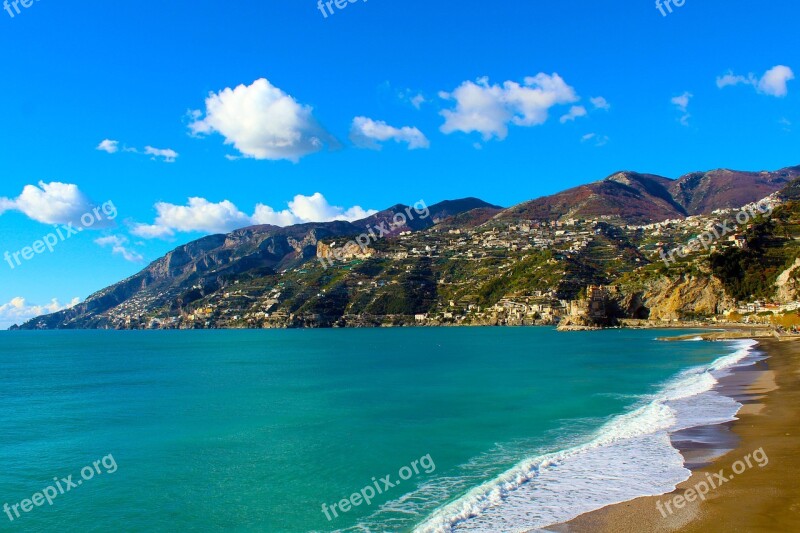 Coastal Malfitano Costa Sea Amalfi Coast Horizon