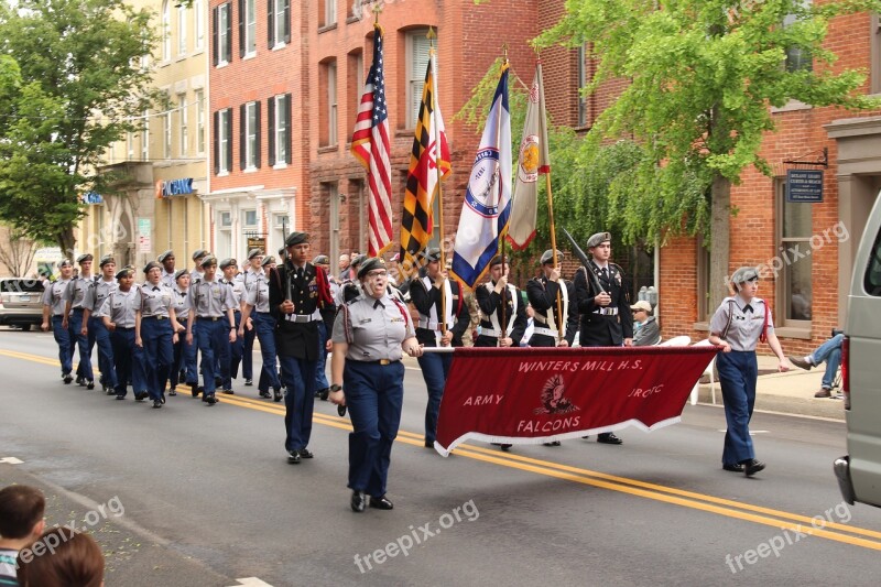 Marching Parade Memorial Day Flag Honor