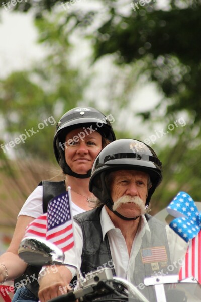 Memorial Day Parade Motorcycle Man Woman