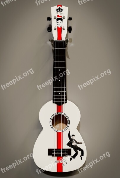 Ukulele White Black Instrument Elvis