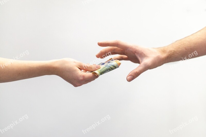 Money Wage Transfer Hands Hand