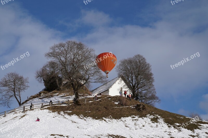 Winter Hotairballoon Airballoon Hill Cold