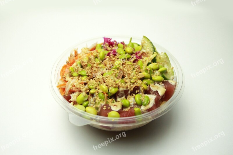 Tuna Poke Poke Bowl Salad Healthy Food Free Photos