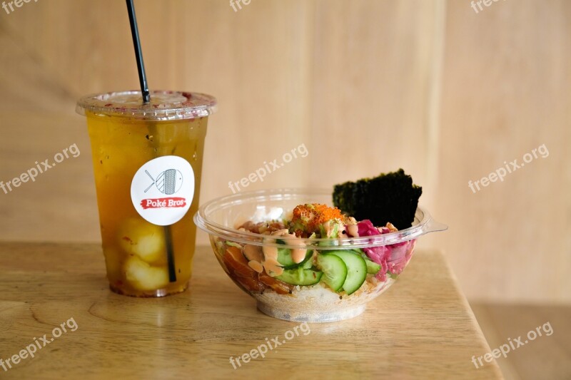 Poke Bowl Poke Ice Tea Tea Food