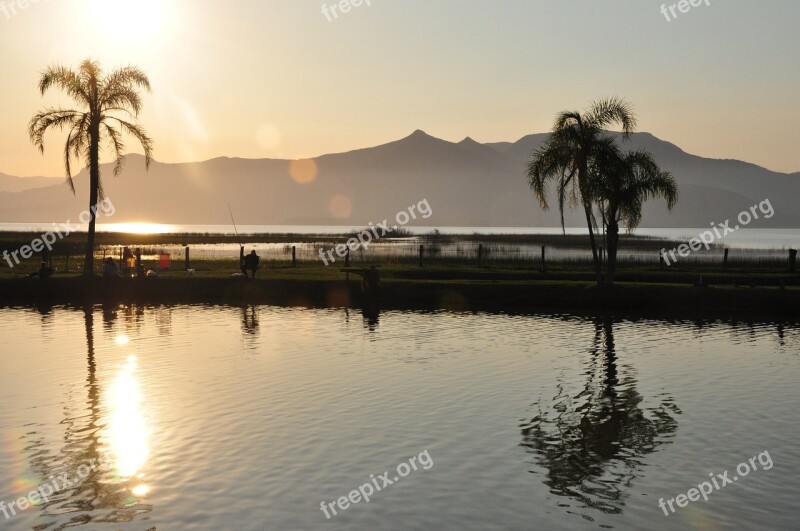 By Sunsets Pond Trees Water Nature