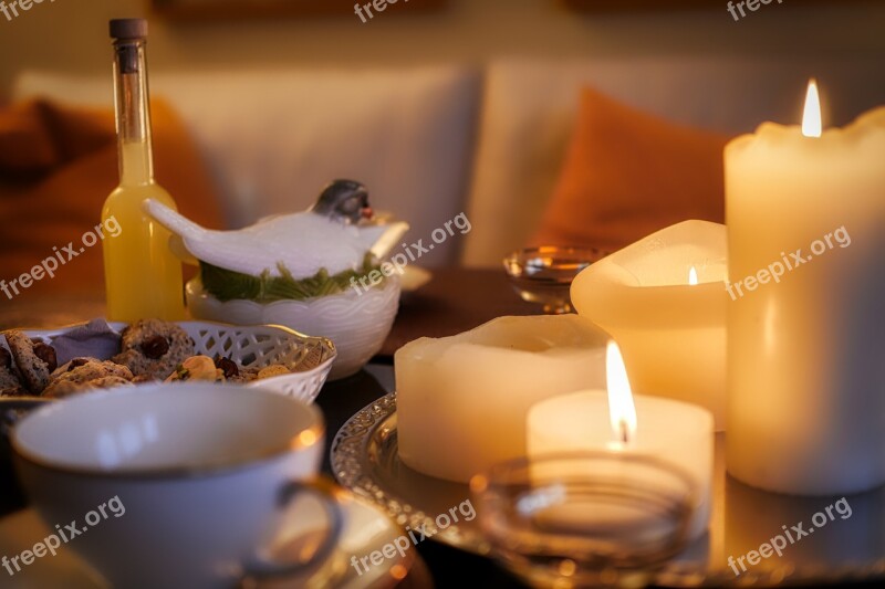 Still Life Candles Coffee Break Romantic Decoration