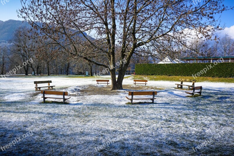 Park Benches Mountain Snow Bench